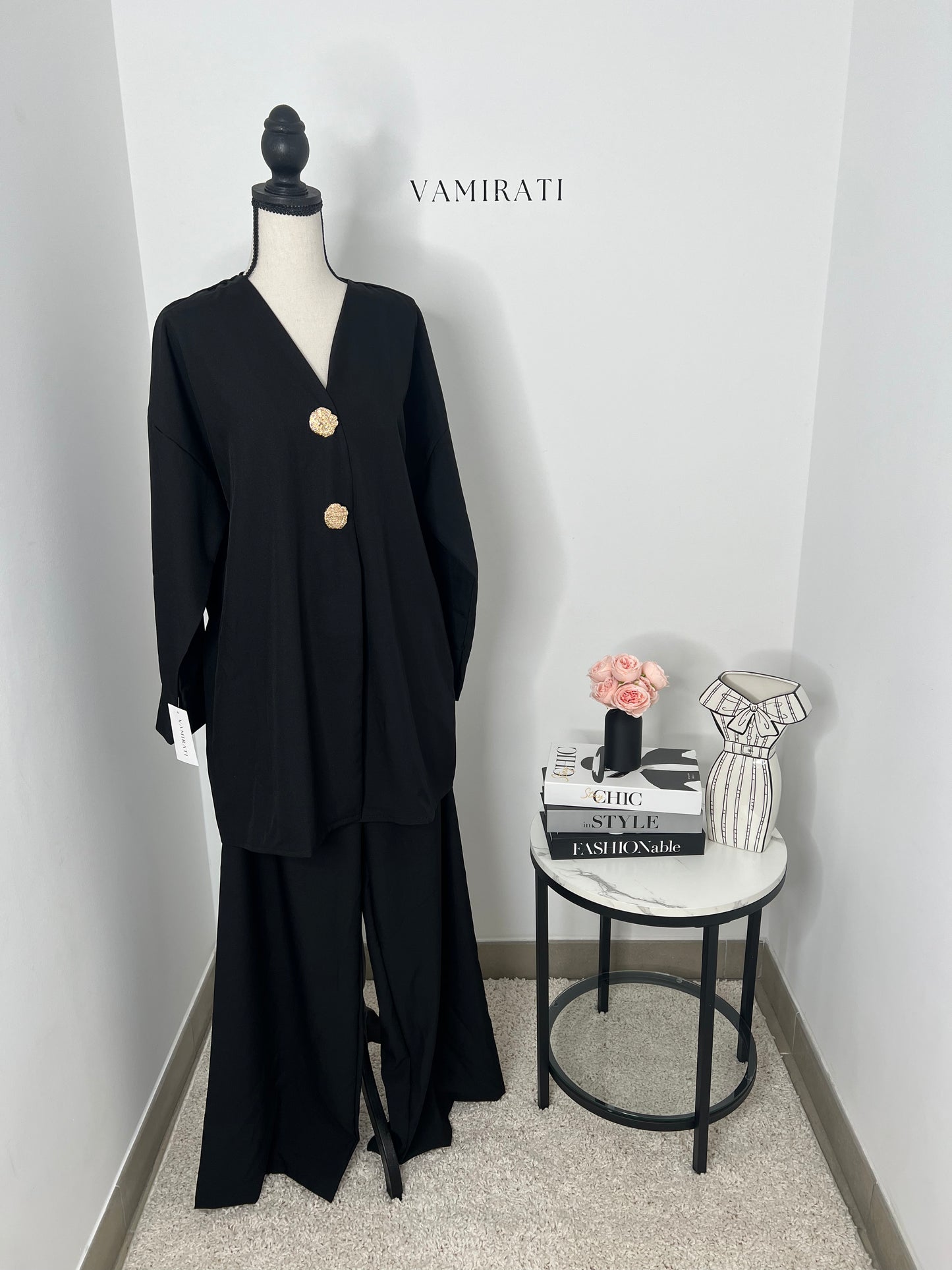 Ensemble Gold Button Noir