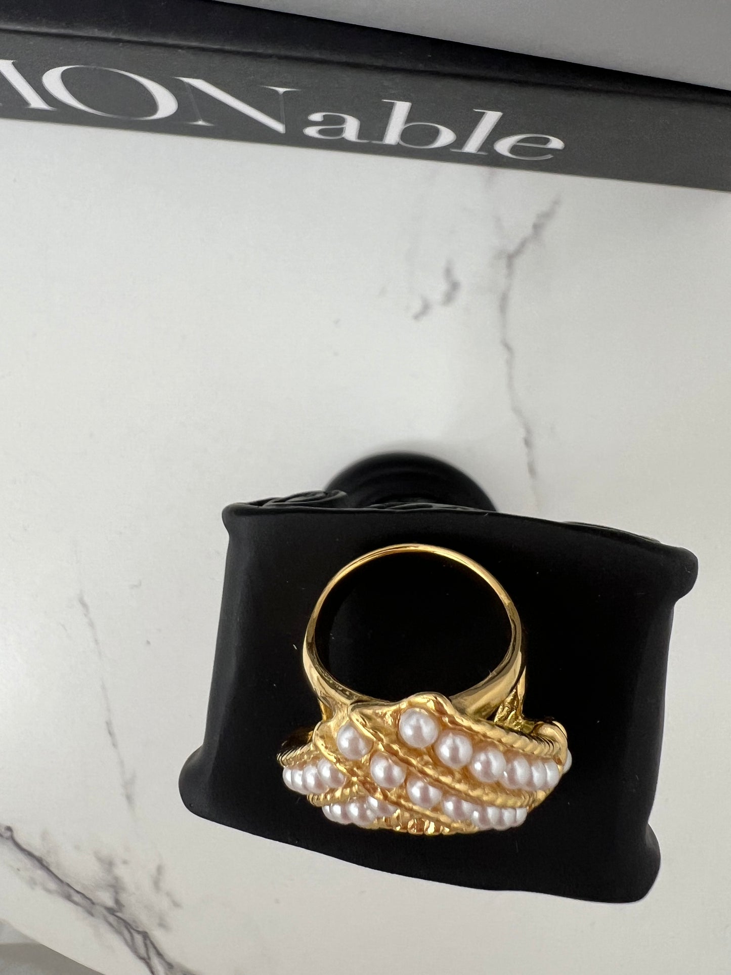 Bague Dorée Perlée