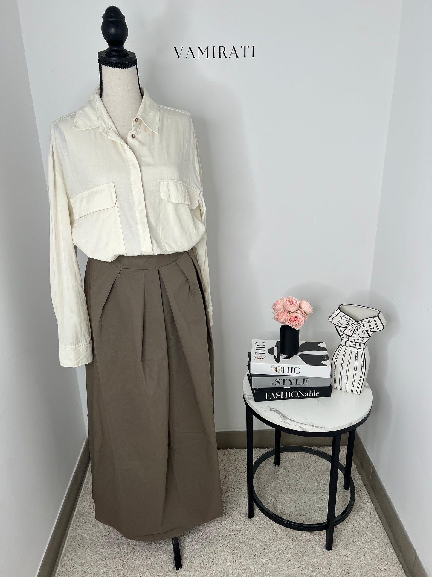 Jupe Maxi Marron/Kaki